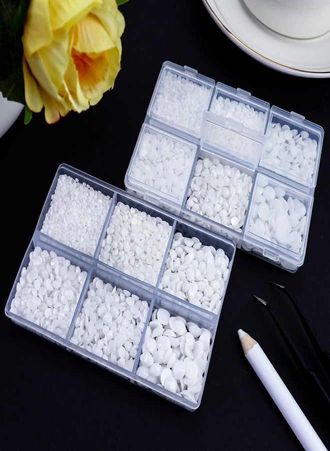 Briskbloom 10000PCS Solid White Rhinestones for Crafts Shoes Clothes Nails, White Flatback Rhinestone Tumbler Bedazzling Kit, Mixed 2/3/4/5/6mm Glue Fix Rhinestone Gems - Image 3